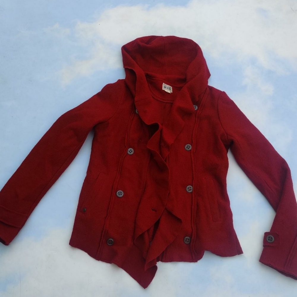 Red Converse Jacket Y2K Coat Red Pea Coat Winter Coat
